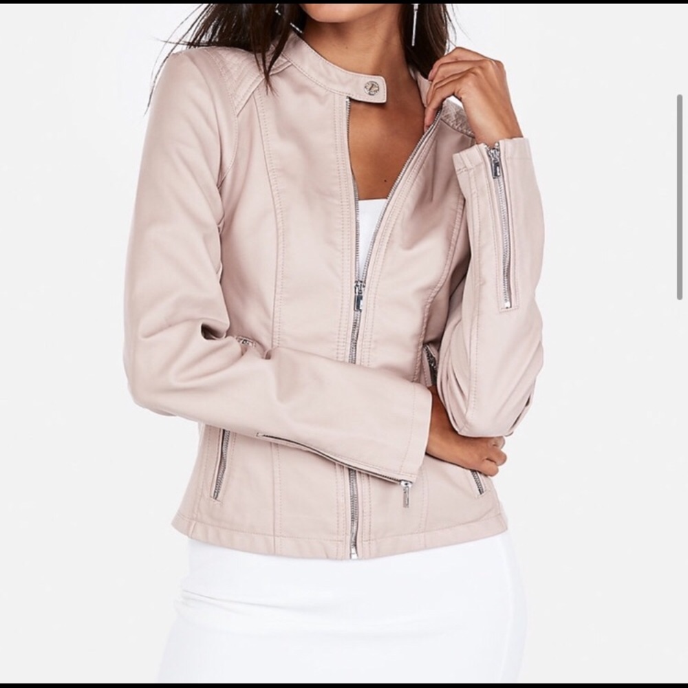 Express peplum vegan leather jacket